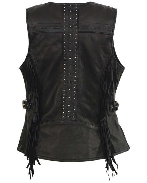 Image #2 - Milwaukee Leather Women's Fringe Snap Front Vest, Black, hi-res
