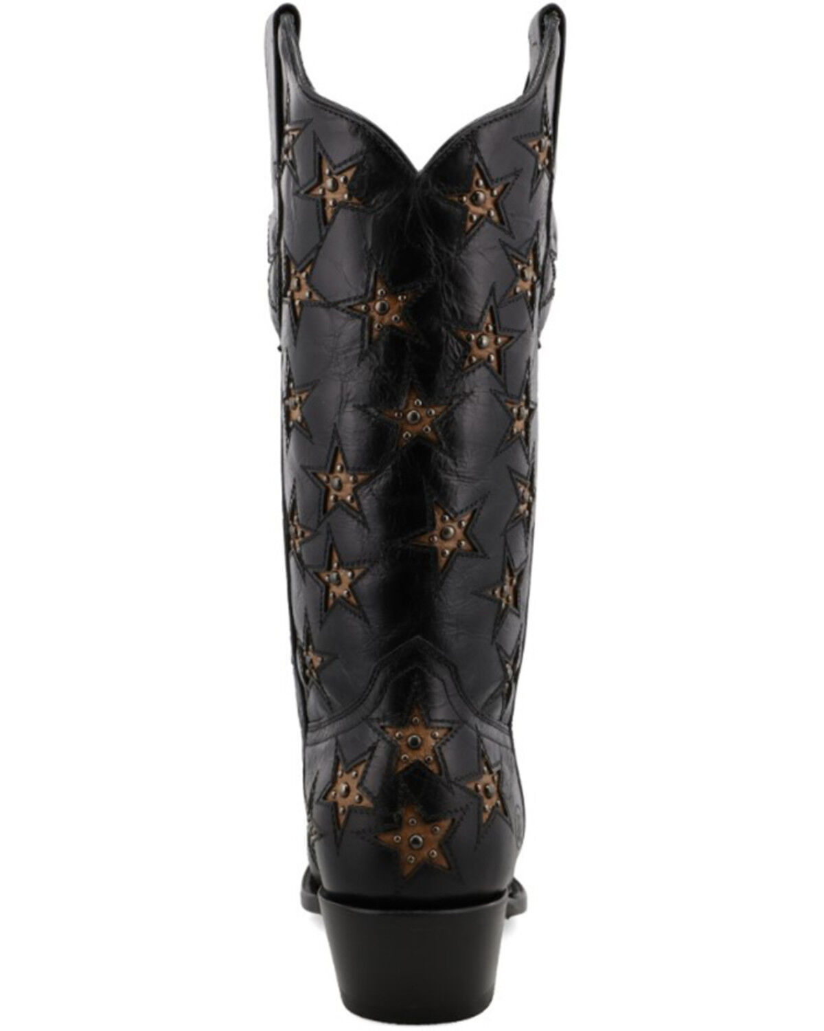 Image #5 - Black Star Women's Marfa Star Inlay Studded Leather Western Boot - Snip Toe, Black, hi-res