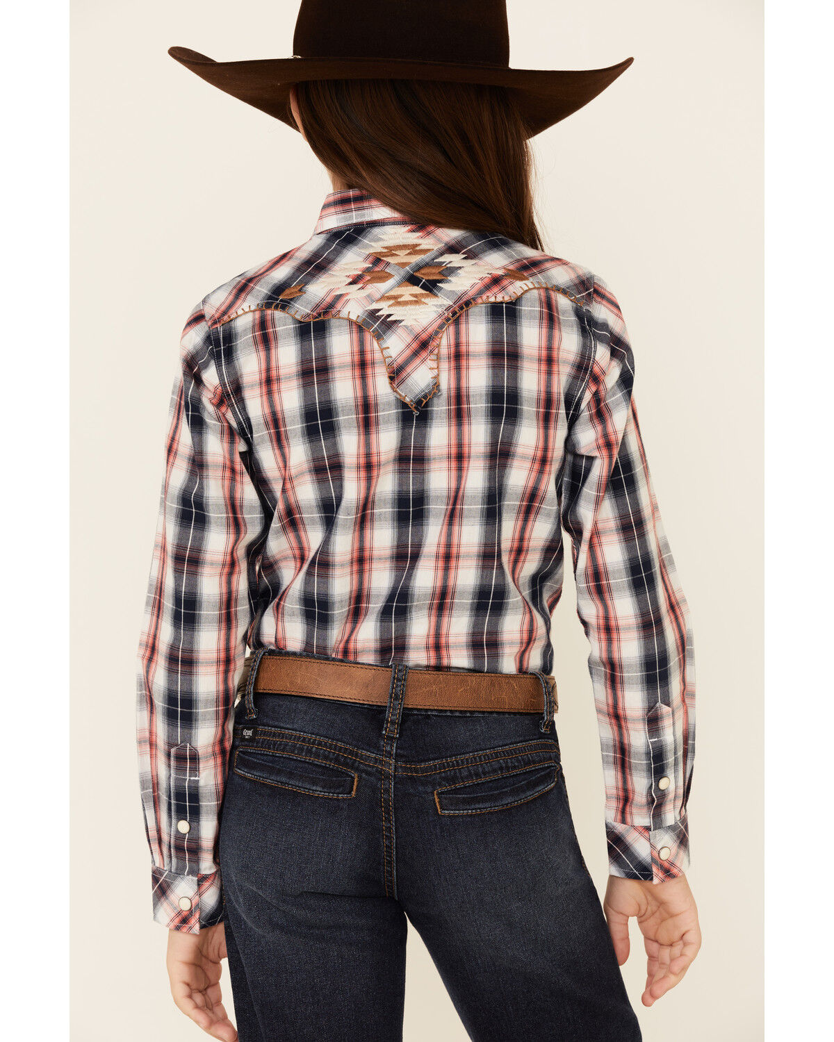 Image #4 - Ariat Girls' Dynamic Plaid Print Southwestern Yoke Long Sleeve Western Shirt, Multi, hi-res