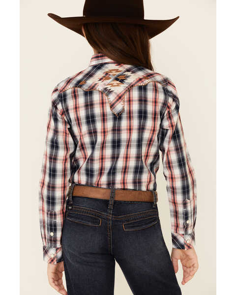 Image #4 - Ariat Girls' R.E.A.L Dynamic Plaid Print Southwestern Yoke Long Sleeve Western Shirt  , Multi, hi-res