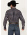 Image #4 - Cinch Men's Plaid Print Long Sleeve Button-Down Western Shirt, Navy, hi-res