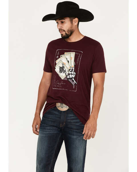 Image #1 - Cody James Hand Cards Graphic T-Shirt, Burgundy, hi-res