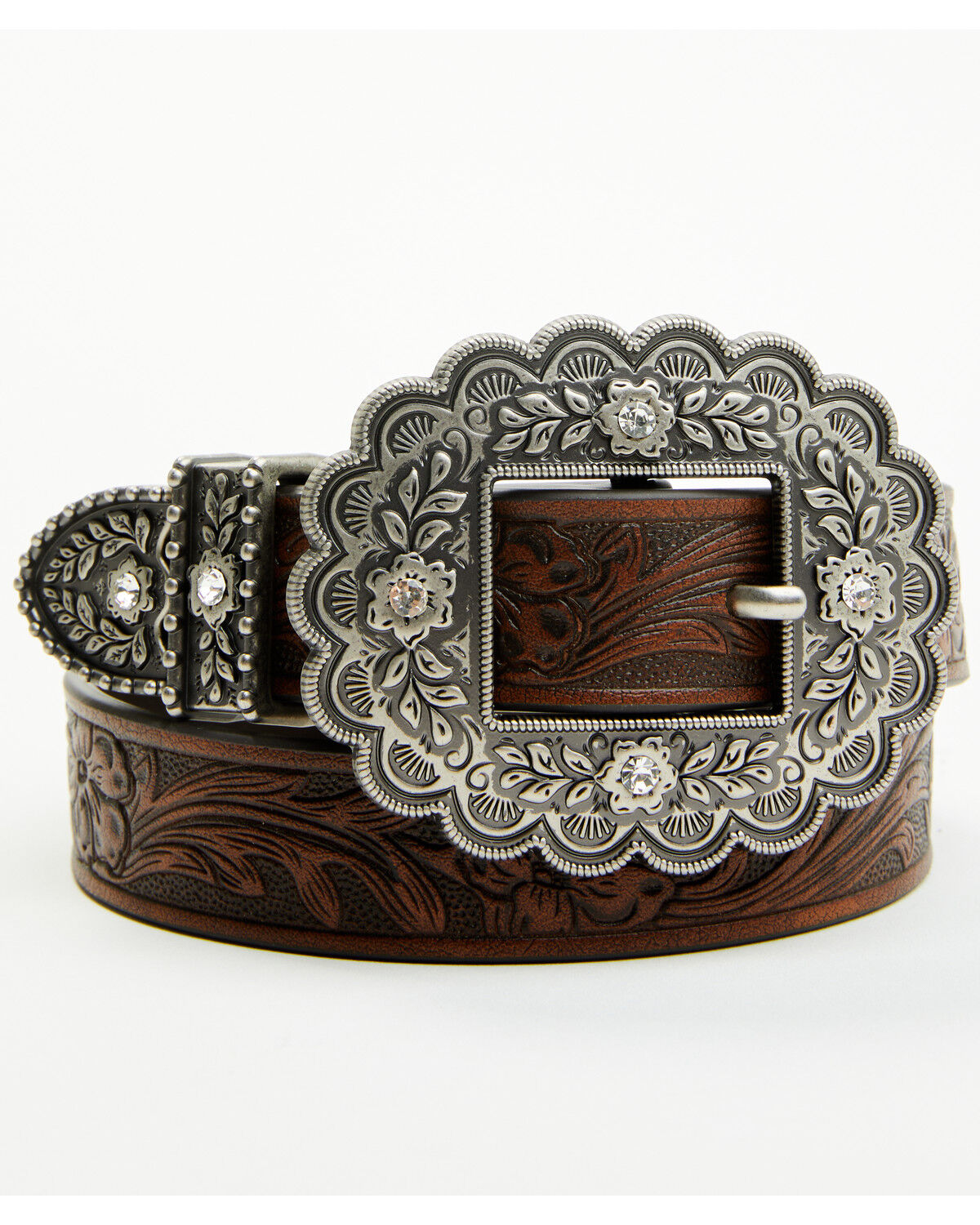 Image #1 - Shyanne Girls' Ellery Floral Belt, Brown, hi-res