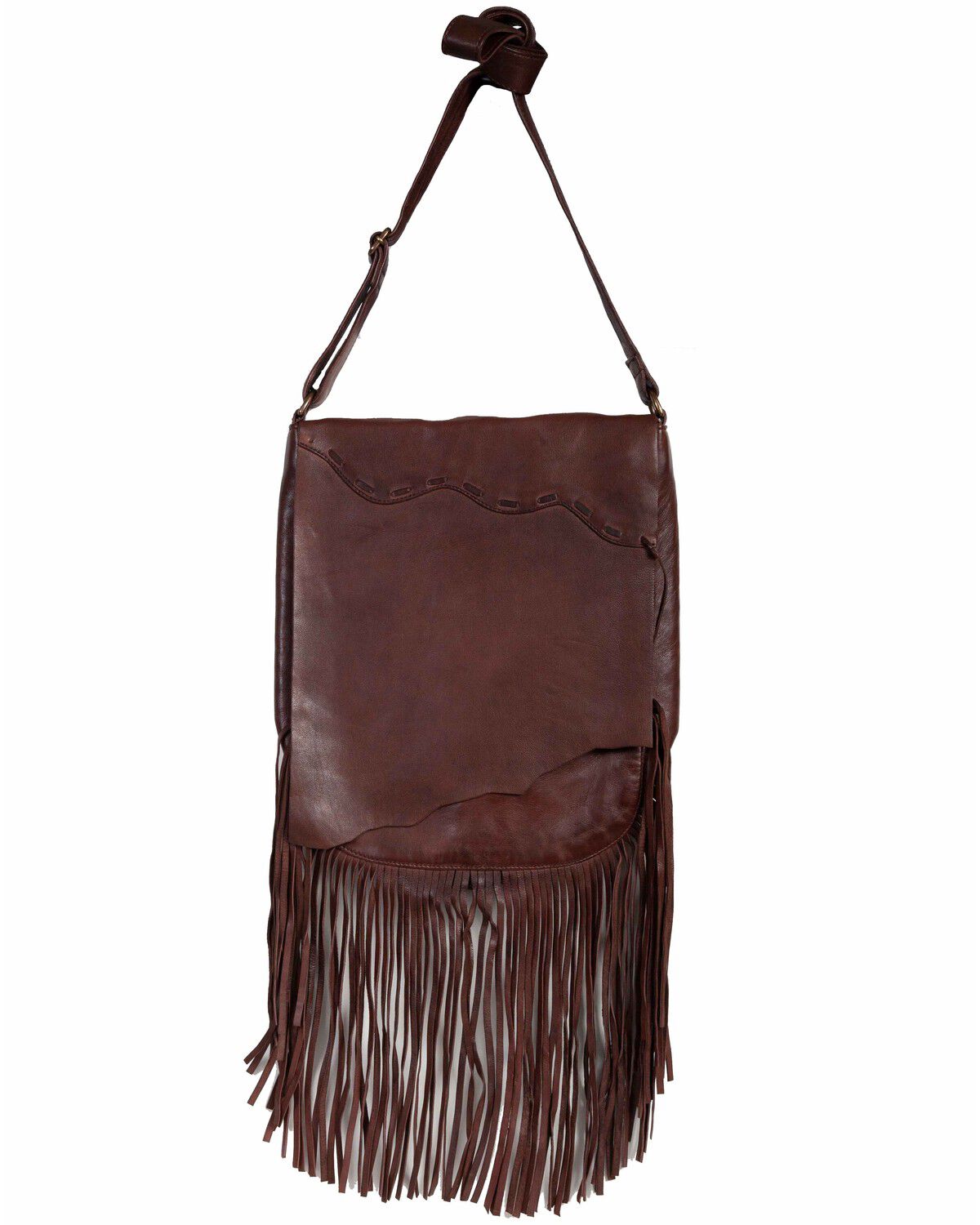 Scully Women's Fringe Leather Handbag, Chocolate, hi-res