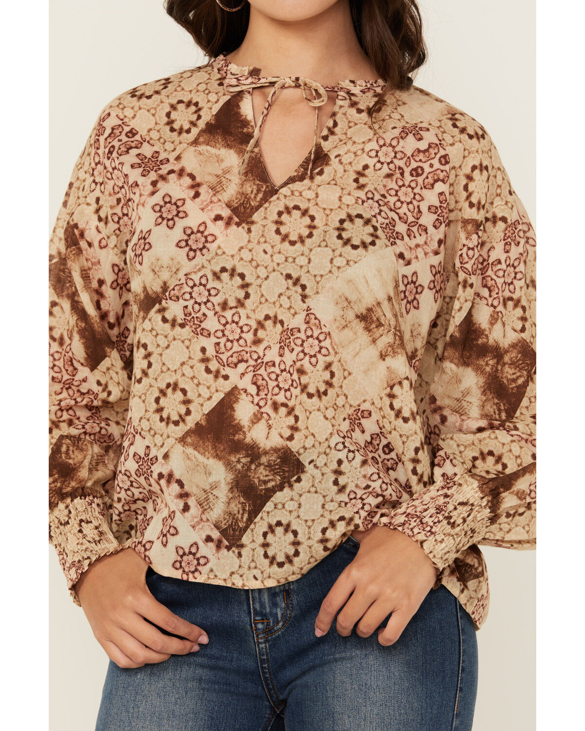 Image #3 - Cleo + Wolf Women's Bridgette Floral Print Long Sleeve Blouse, Oatmeal, hi-res