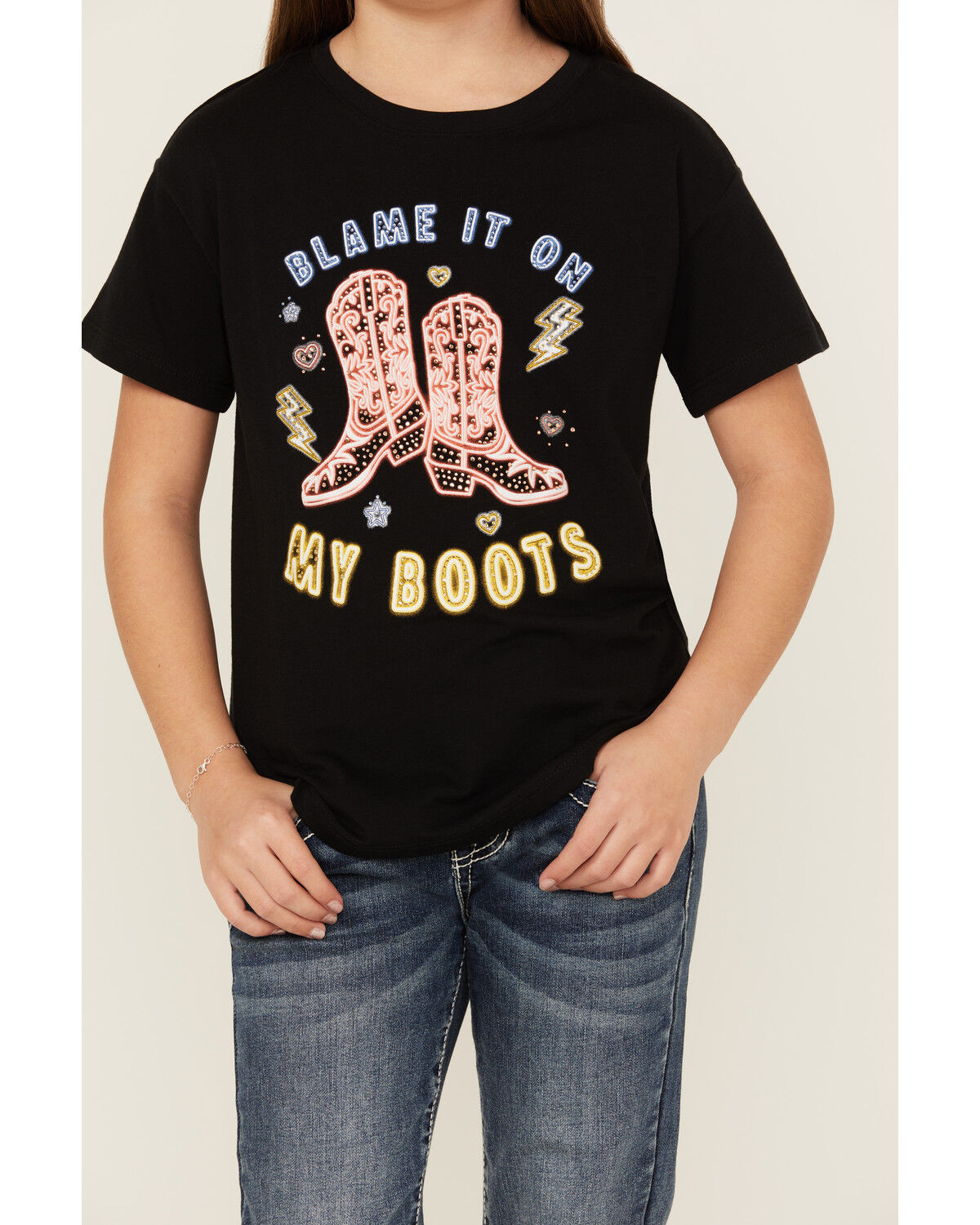 Image #3 - Buttercup Girls' Blame It On My Boots Short Sleeve Graphic Tee, , hi-res