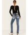 Image #1 - Miss Me Women's Dark Wash Mid Rise Stretch Bootcut Jeans, Dark Wash, hi-res