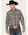 Image #1 - Wrangler Men's Plaid Print Long Sleeve Snap Performance Western Shirt, Black, hi-res