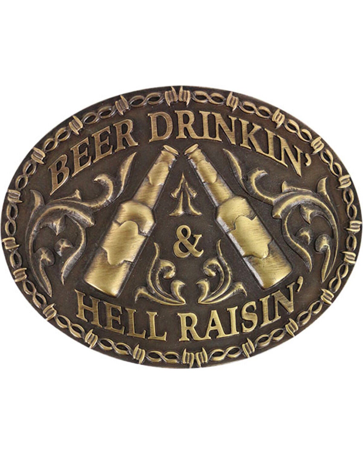 Cody James Men's Hell Raisin' Belt Buckle, Bronze, hi-res
