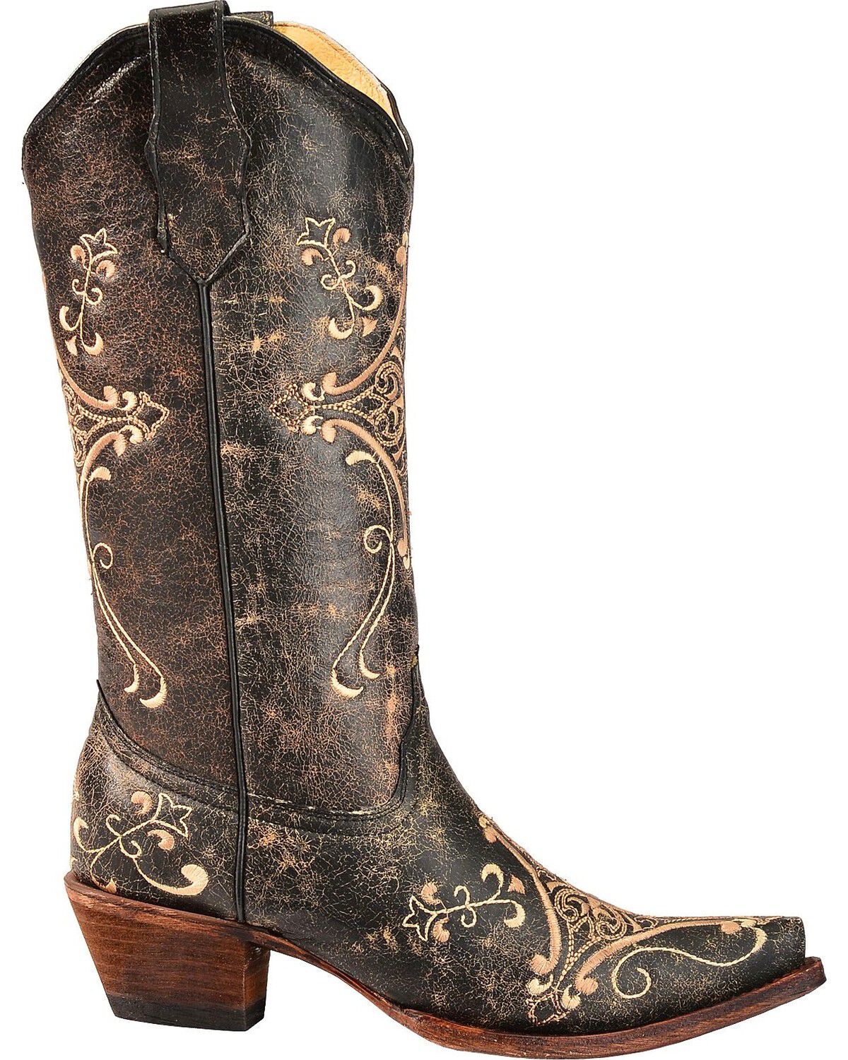 black embroidered cowboy boots
