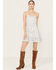 En Creme Women's Abstract Striped Sleeveless Mini Dress, Blue/white, hi-res