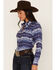 Ariat Women's R.E.A.L. Southwestern Oceanic Print Long Sleeve Western Pearl Snap Shirt, Blue, hi-res