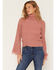 Image #1 - Shyanne Women's Solid Bell Sleeve Turtleneck Sweater, Rose, hi-res