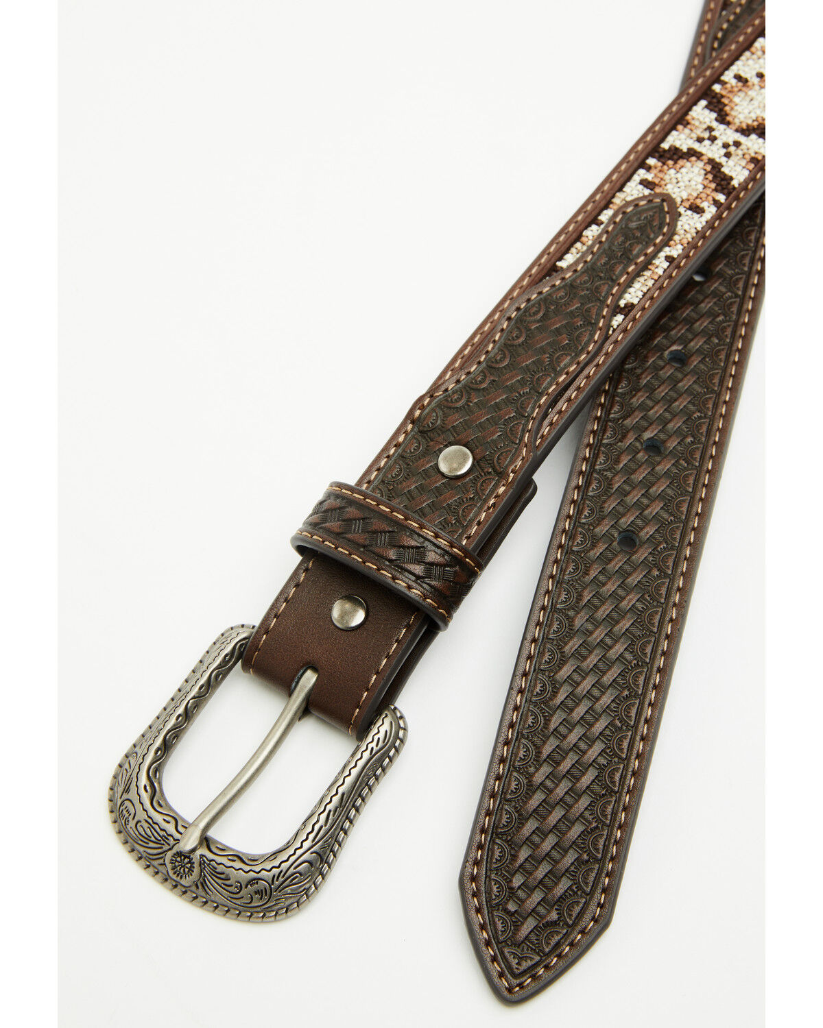 Image #2 - Cody James Boys' Tucker Southwestern Faux Leather Belt, Black, hi-res