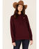Image #1 - Ariat Women's Embroidered Logo Hoodie, Wine, hi-res