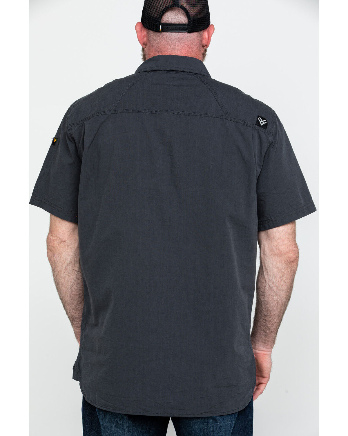 Image #2 - Hawx Men's Solid Yarn Dye Two Pocket Short Sleeve Work Shirt, Charcoal, hi-res