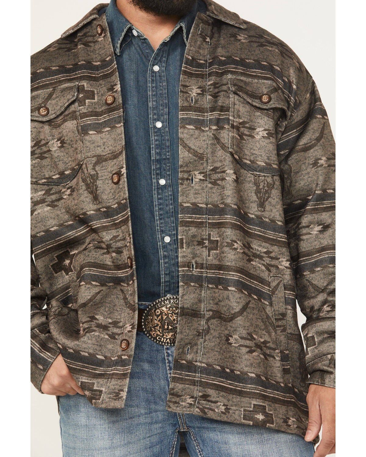 Image #3 - Ariat Men's Caldwell Southwestern Print Long Sleeve Button-Down Shirt Jacket, Brown, hi-res