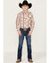 Rock & Roll Denim Boys' Southwestern Stripe Print Long Sleeve Stretch Western Snap Shirt, Natural, hi-res