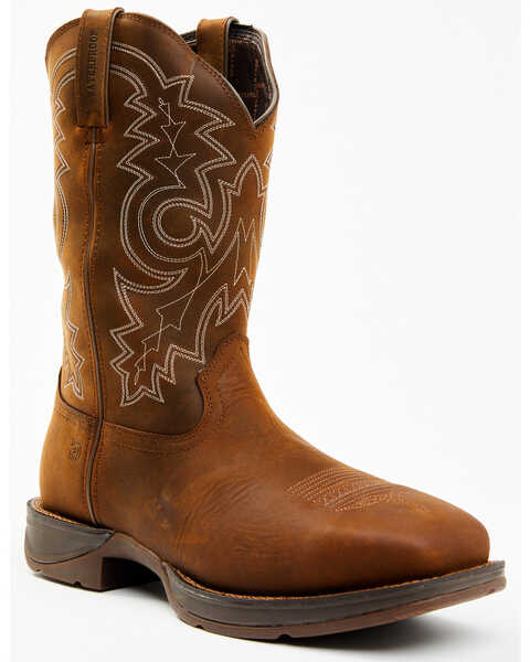Image #1 - Durango Men's Rebel Pull On Waterproof Work Western Boots - Steel Toe , Brown, hi-res