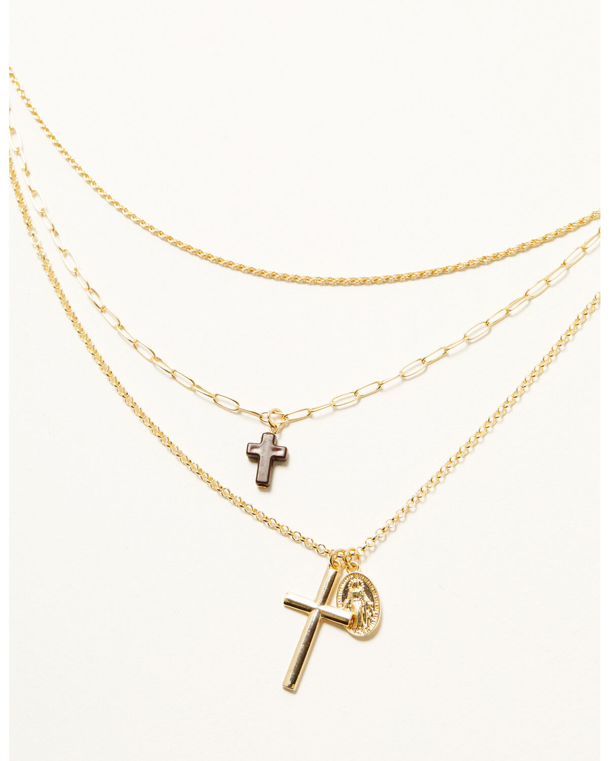 Image #1 - Shyanne Women's Cross Pendant Layered Necklace, Gold, hi-res