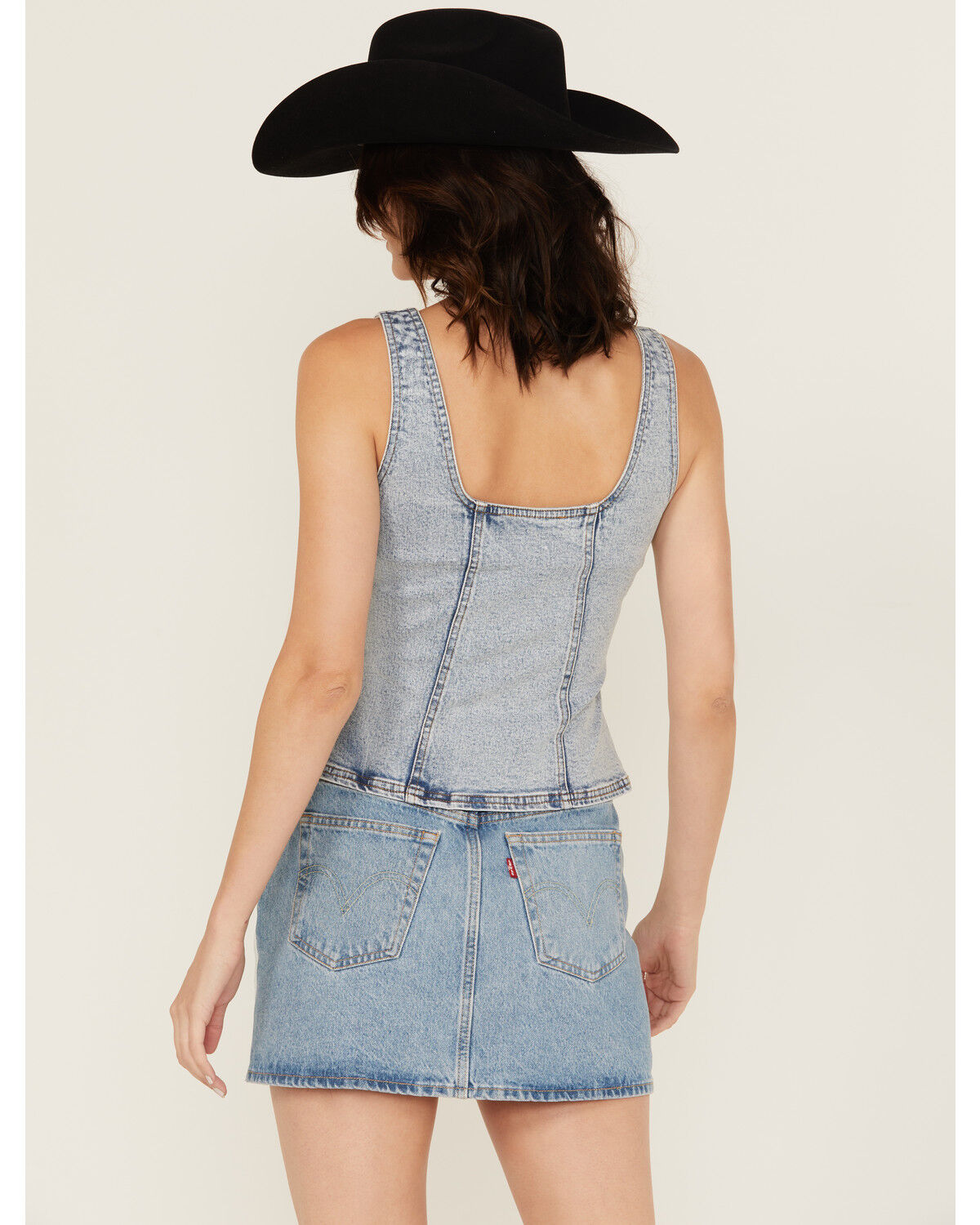 Image #4 - Blue B Women's Sleeveless Buckle Strap Denim Top, Light Wash, hi-res