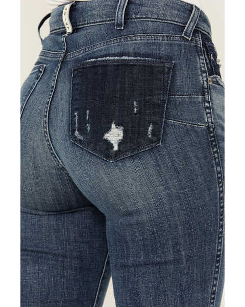 Image #4 - Ariat Women's R.E.A.L Medium Wash High Rise Thea Flare Jeans , Medium Wash, hi-res