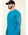 Image #3 - Hawx Men's Teal Sleeve Logo Long Sleeve Work T-Shirt - Tall, Teal, hi-res