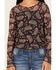 Image #3 - Trixxi Girls' Paisley Print Long Sleeve Mesh Top, Black, hi-res