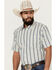 Image #2 - Cody James Men's Gunsmoke Dobby Striped Button-Down Short Sleeve Western Shirt, Cream, hi-res