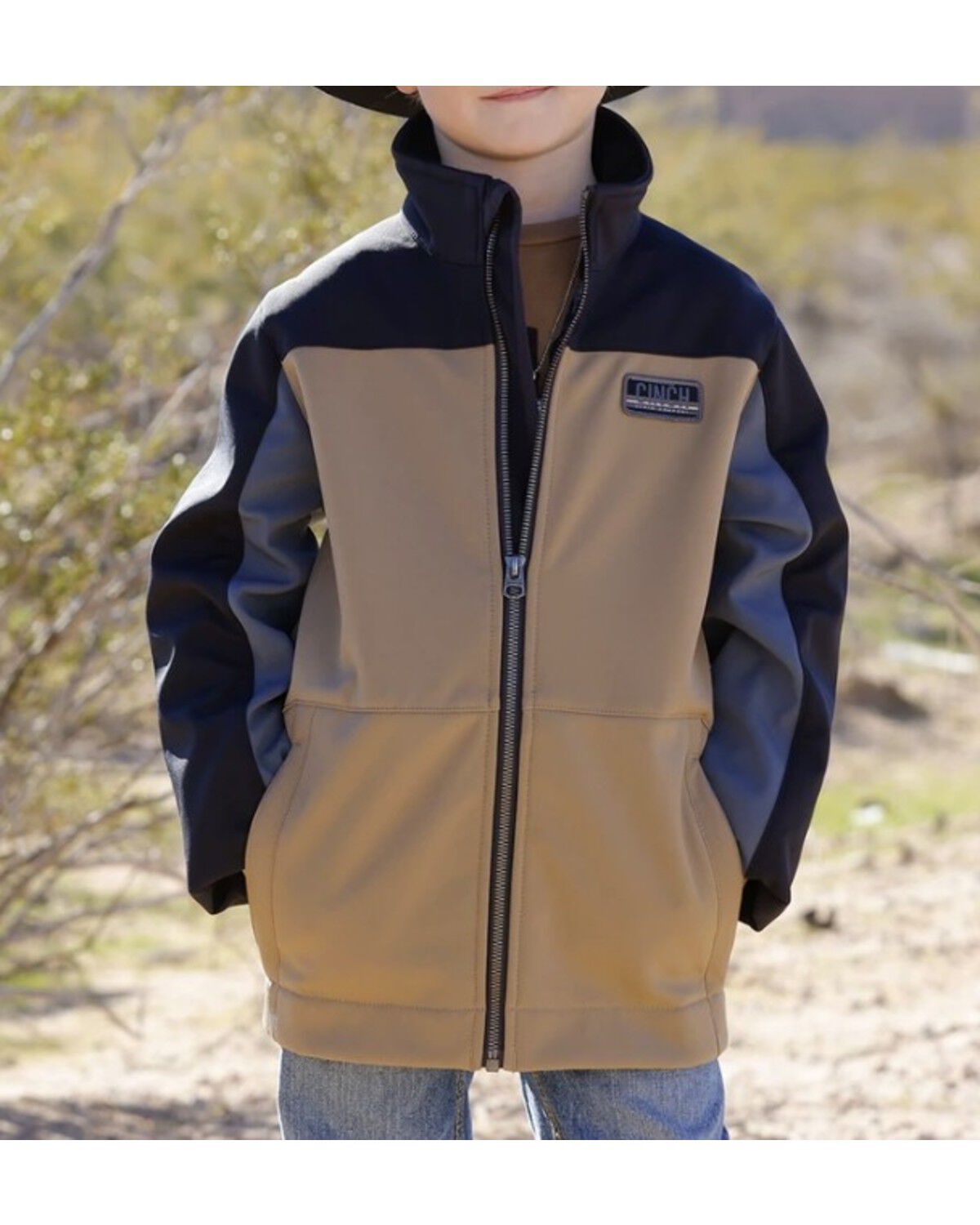 Image #2 - Cinch Boys' Logo Softshell Jacket, Grey, hi-res