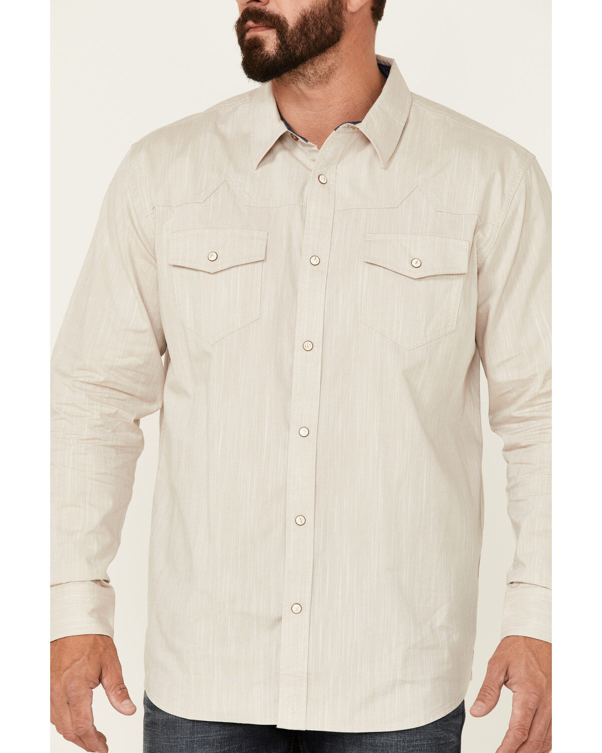 Image #3 - Moonshine Spirit Men's Solid Tan Ironwood Long Sleeve Snap Western Shirt, Tan, hi-res