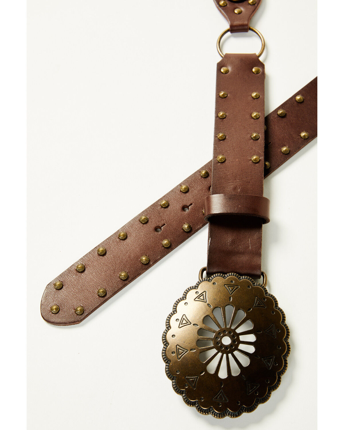 Image #3 - Shyanne Women's Leather Concho Belt with Rings, Brown, hi-res