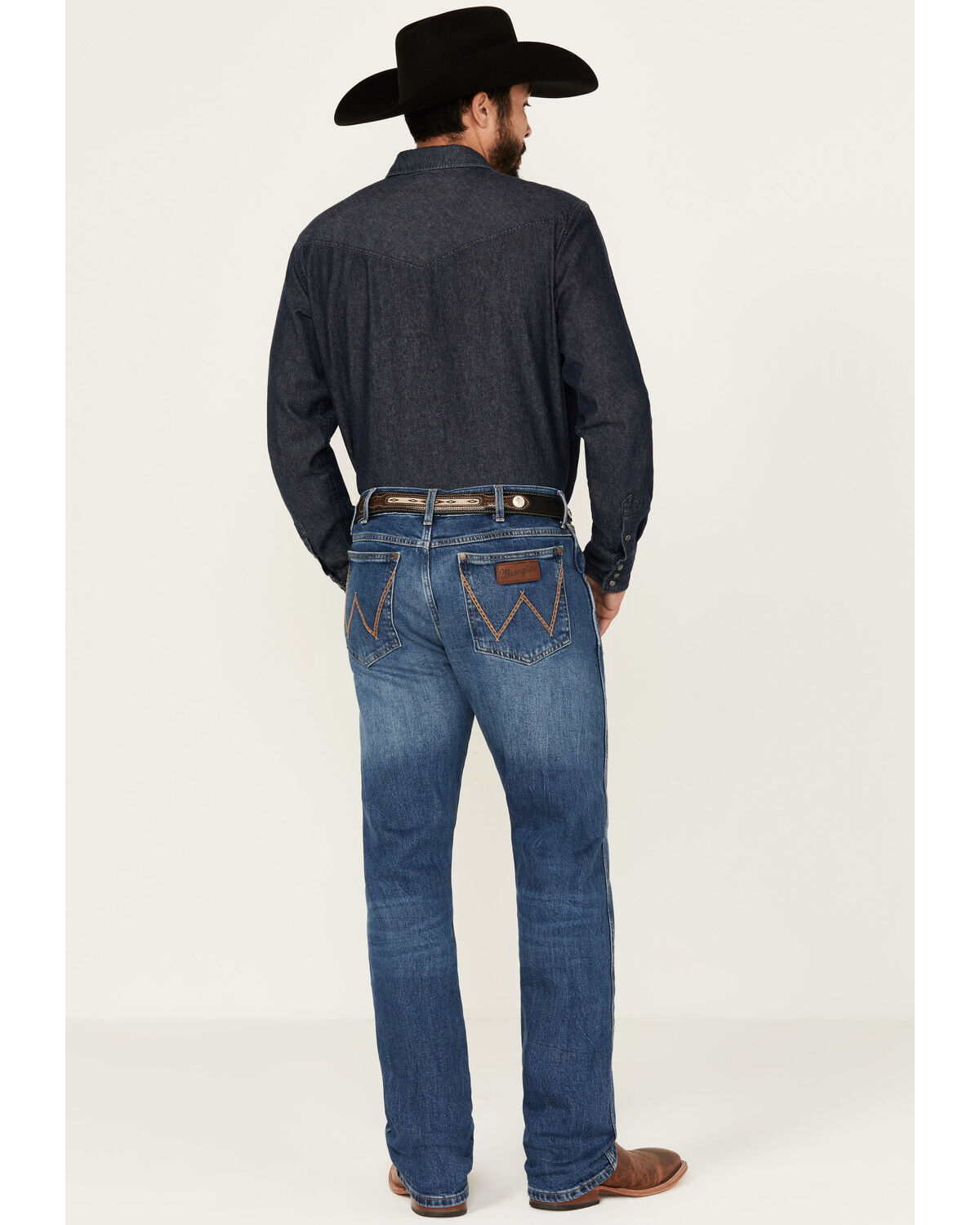 Image #3 - Wrangler Retro Men's Blaze Medium Wash Slim Bootcut Stretch Denim Jeans - Long, Medium Wash, hi-res