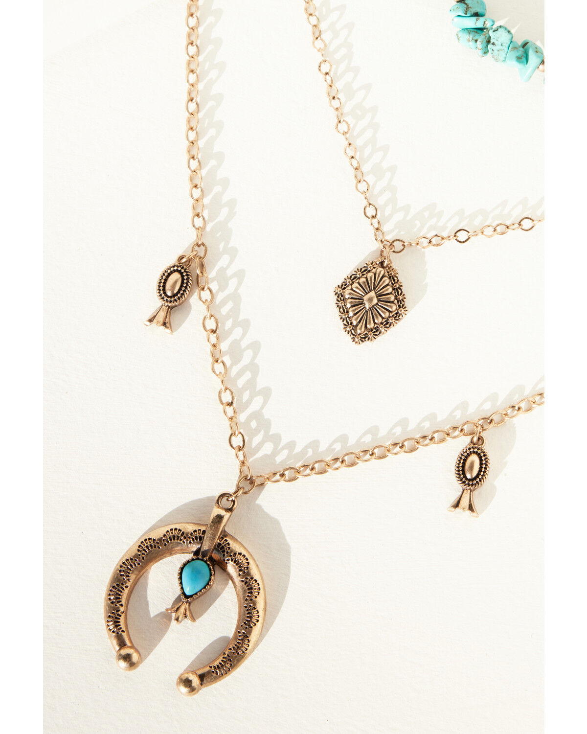 Image #2 - Shyanne Women's Summer Solstice Squash Blossom Layered Necklace, Gold, hi-res