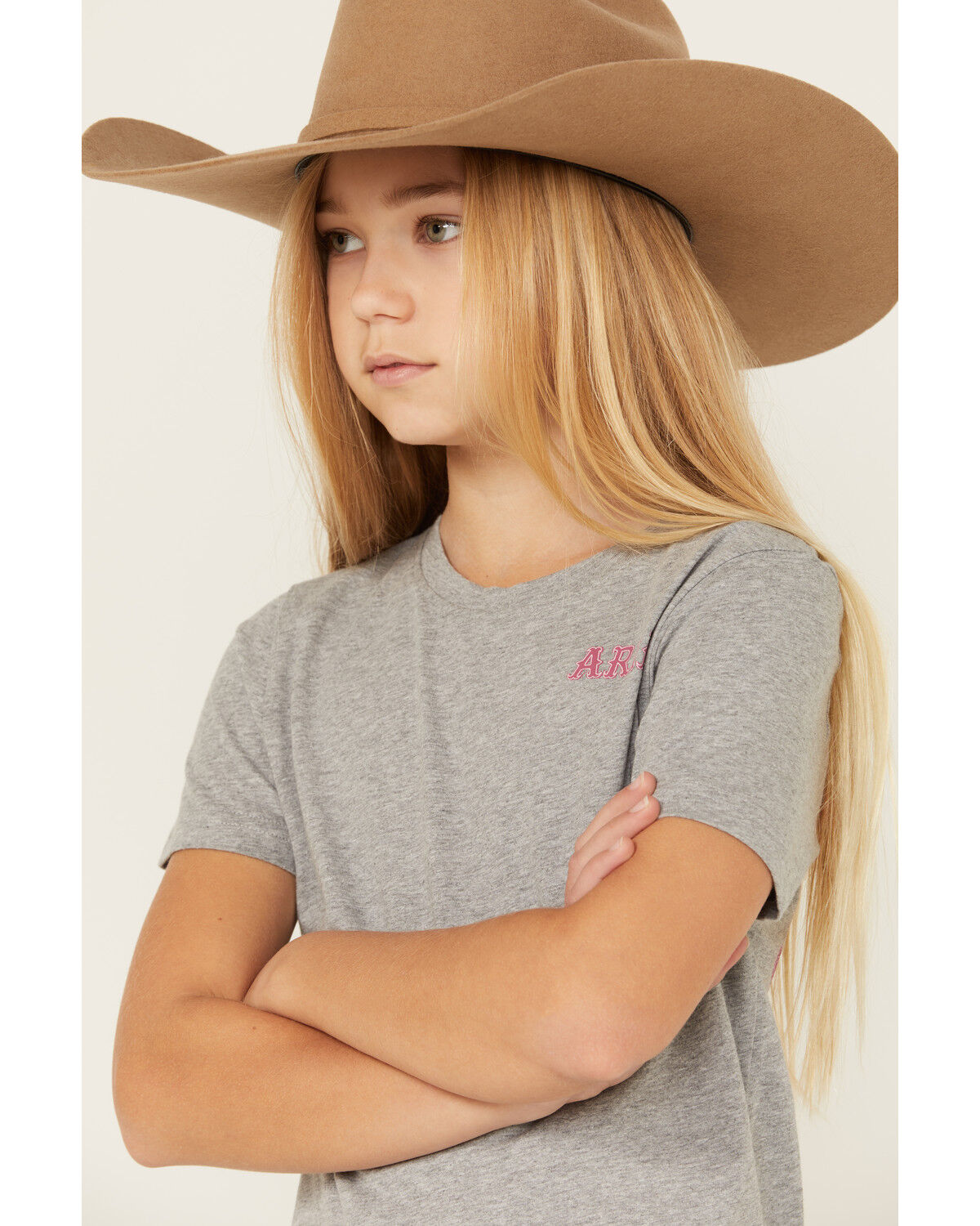 Image #3 - Ariat Girls' Cactus Short Sleeve Graphic Tee, Grey, hi-res