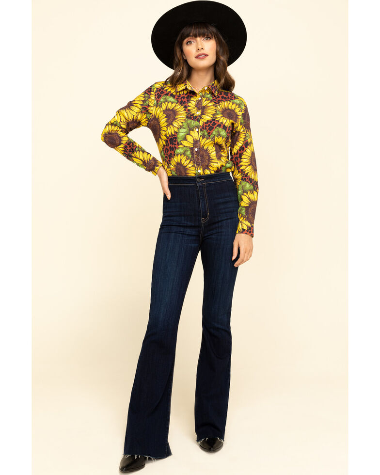 Ranch Dress N Women S Sunflower Leopard Long Sleeve Western Shirt Sheplers