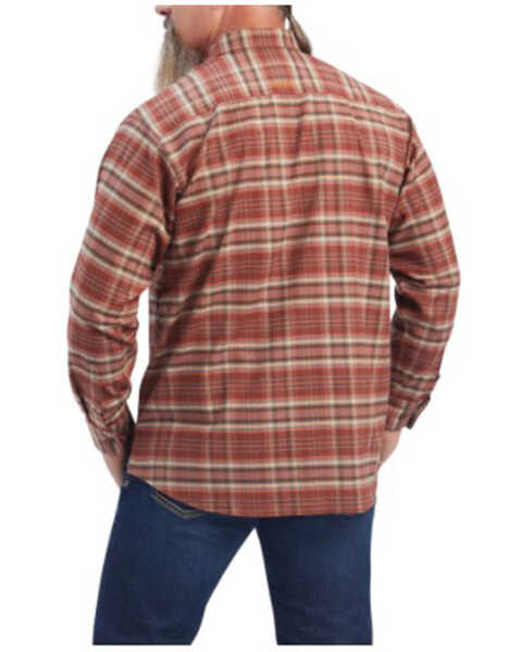 Ariat Men's Rebar Plaid DuraStretch Button-Down Flannel Work Shirt , Burgundy, hi-res