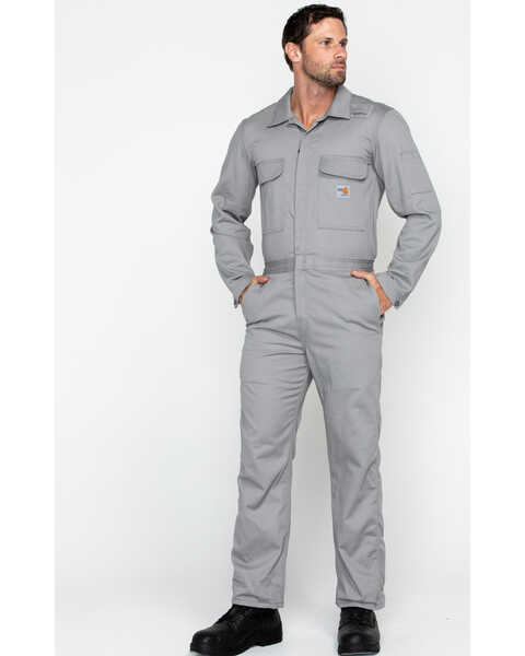 Carhartt Men's Flame-Resistant Classic Twill Coveralls - Big & Tall, Grey, hi-res