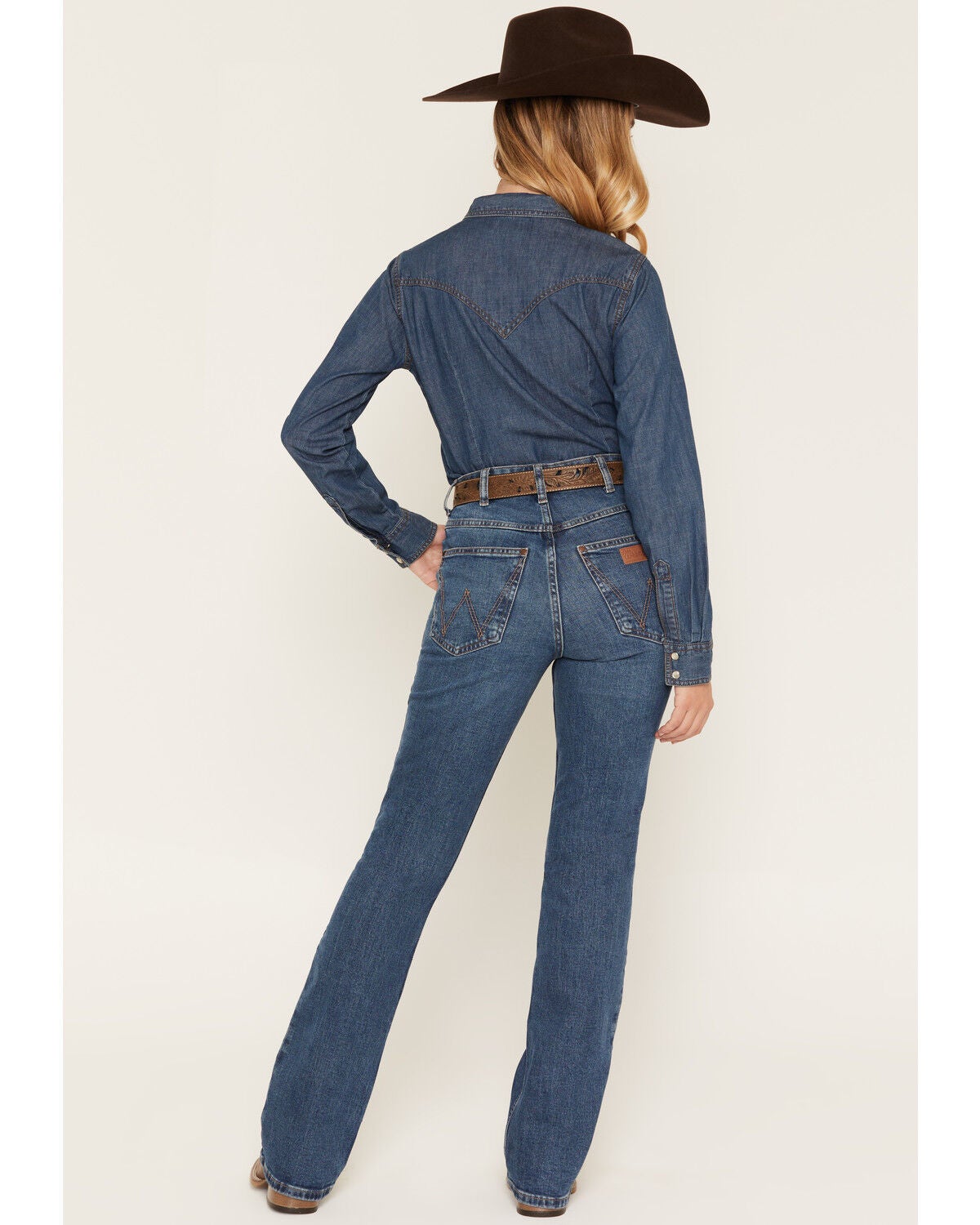 Image #3 - Wrangler Women's Dark Wash High Rise Rodeo Bootcut Stretch Denim Jeans, Dark Wash, hi-res
