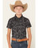 Image #1 - Rock & Roll Denim Boys' TEK Camo Print Short Sleeve Snap Western Shirt, Black, hi-res