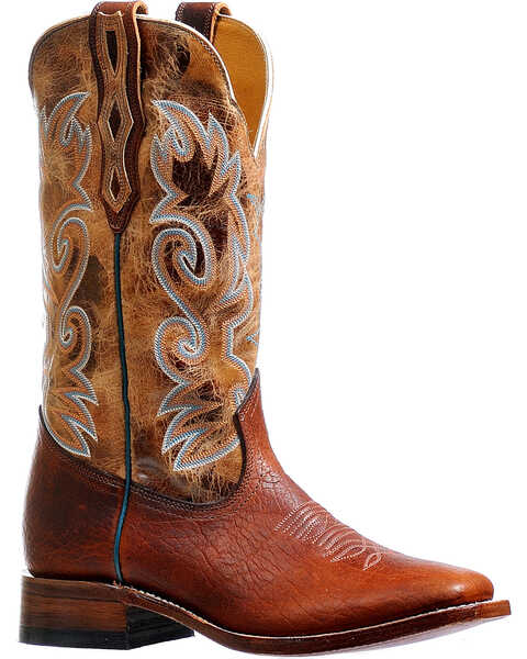 Boulet Men's Brown Stockman Cowboy Boots - Square Toe, Brown, hi-res
