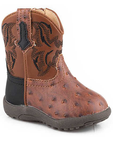 Image #1 - Roper Infant Boys' Dalton Cowbabies Western Boots - Round Toe, Tan, hi-res