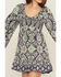 Image #3 - Angie Women's Geo Print Long Sleeve Smocked Front Mini Dress, Blue, hi-res