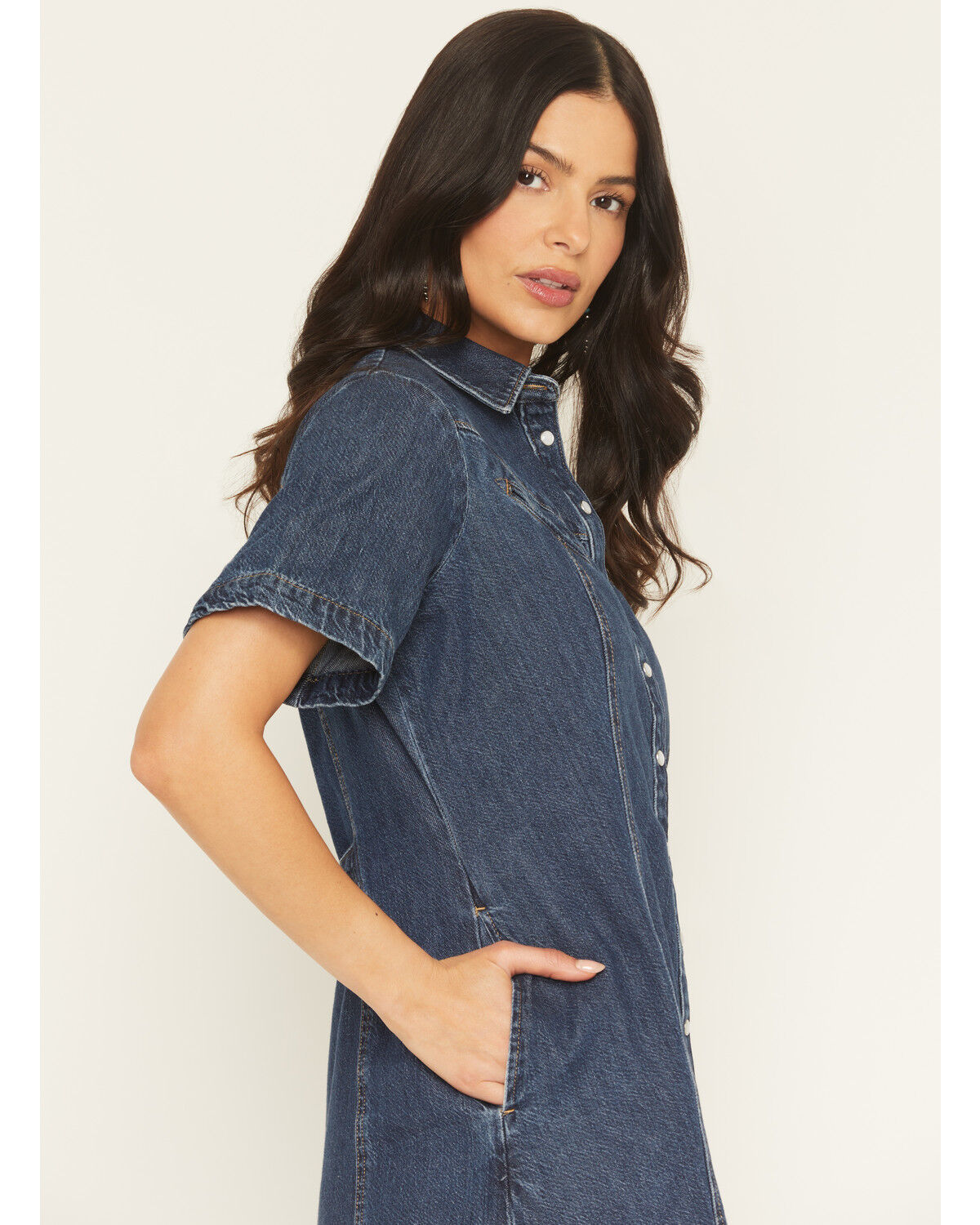 Image #2 - Levi's Premium Women's Rinoa Dark Wash Short Sleeve Denim Mini Dress, Dark Wash, hi-res
