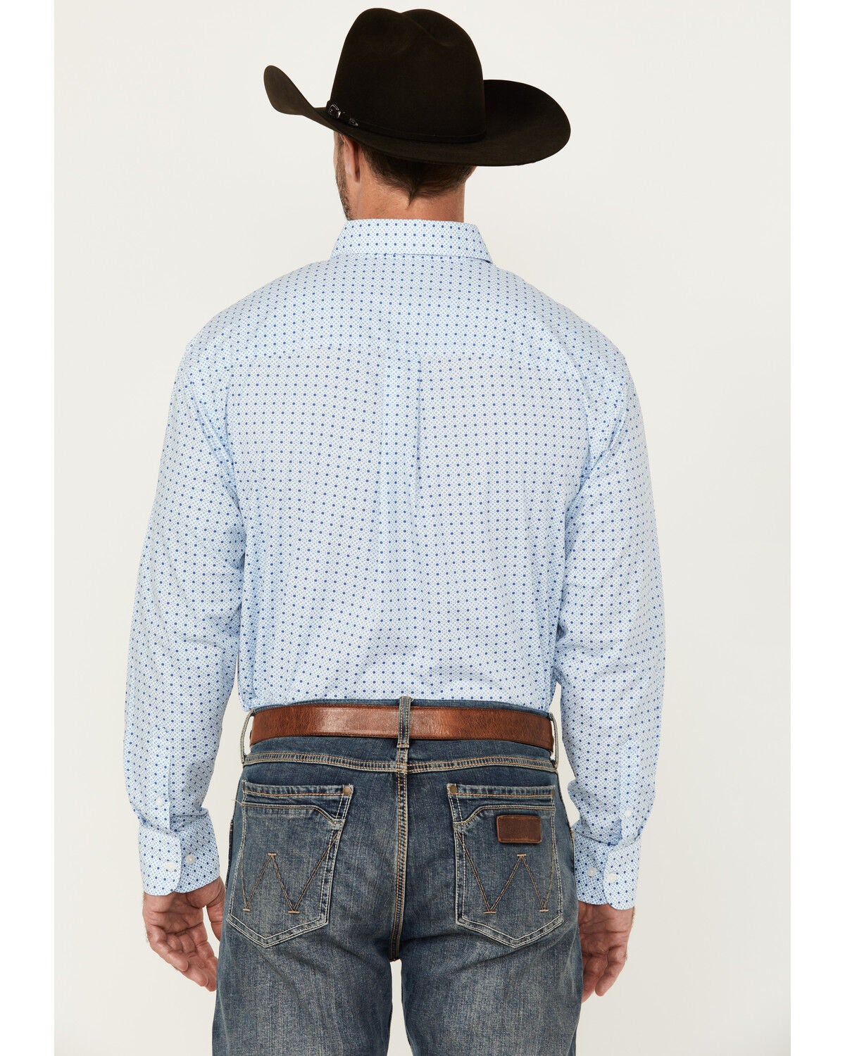 Image #4 - Wrangler Men's Geo Print Long Sleeve Button-Down Western Shirt, Blue, hi-res