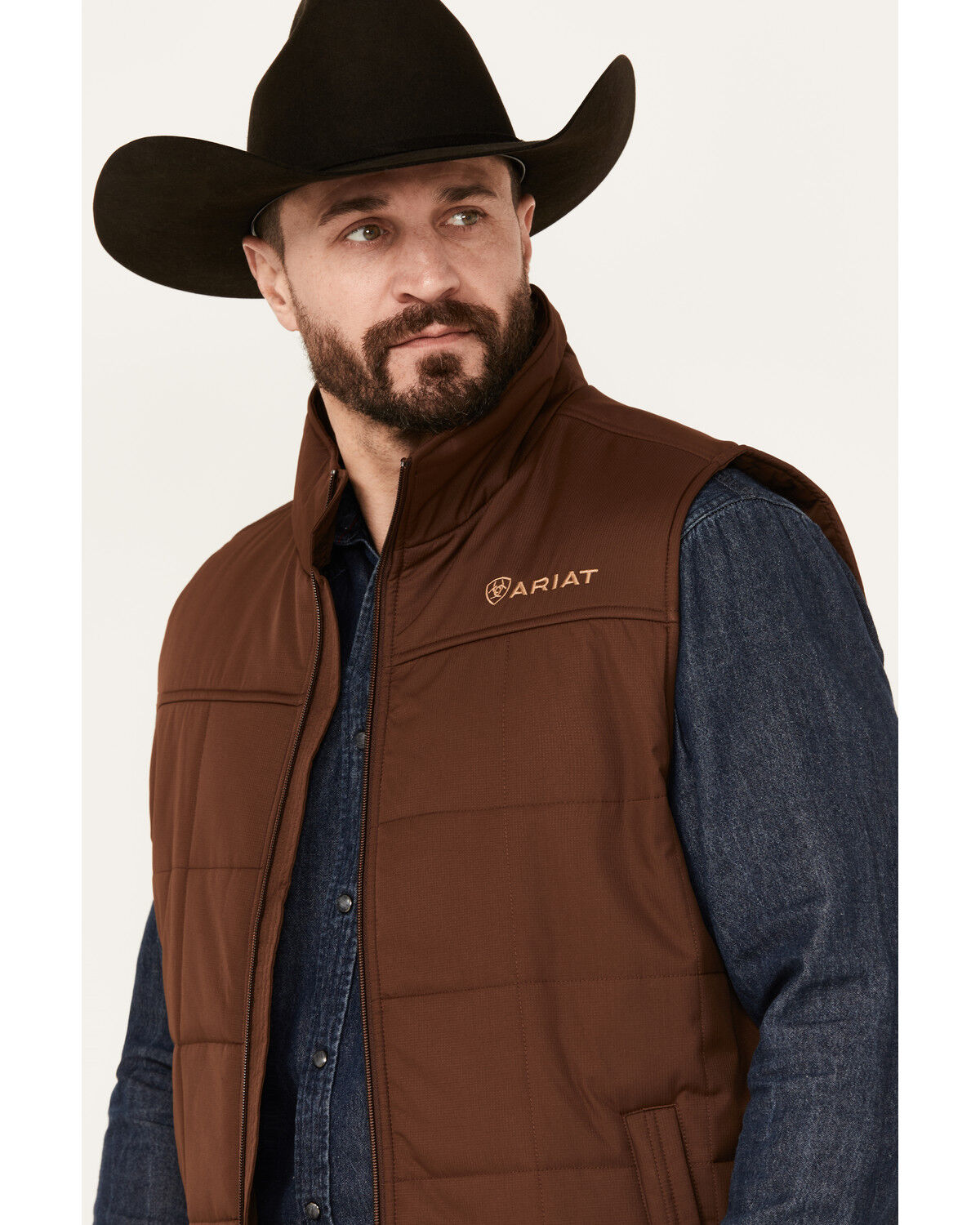 Image #2 - Ariat Men's Crius Solid Insulated Concealed Carry Vest - Tall, Medium Brown, hi-res