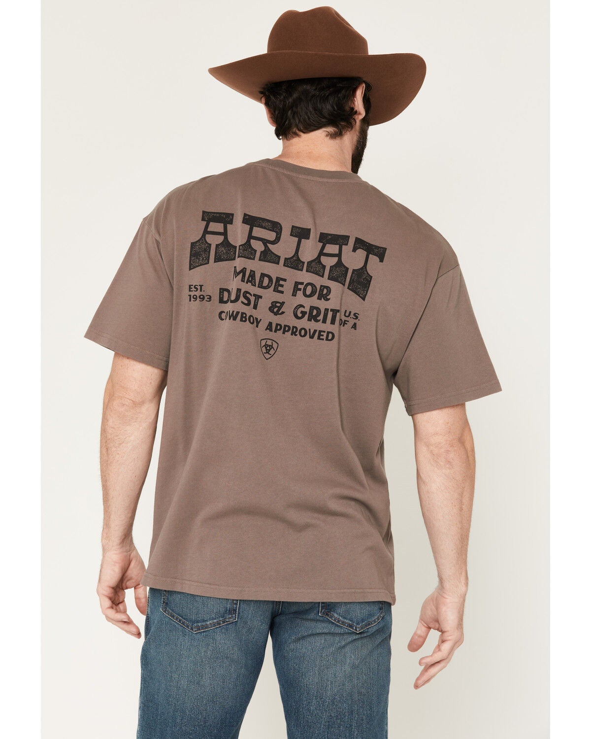 Image #1 - Ariat Men's Cowboy Approved Short Sleeve Boxy Graphic T-Shirt, Grey, hi-res