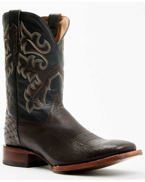 Image #1 - Cody James Men's Exotic Ostrich Western Boots - Broad Square Toe , Chocolate, hi-res