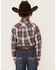 Image #4 - Roper Boys' Plaid Print Long Sleeve Western Pearl Snap Shirt, Grey, hi-res