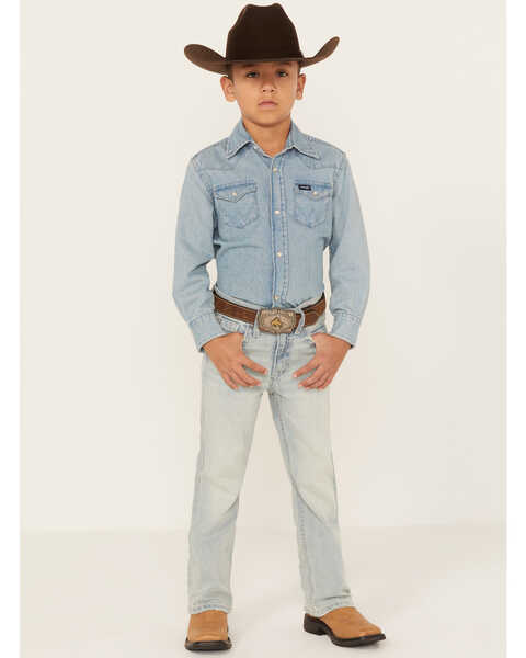 Image #1 - Cody James Little Boys' Light Wash Pioneer Slim Stretch Bootcut Jeans, Light Wash, hi-res
